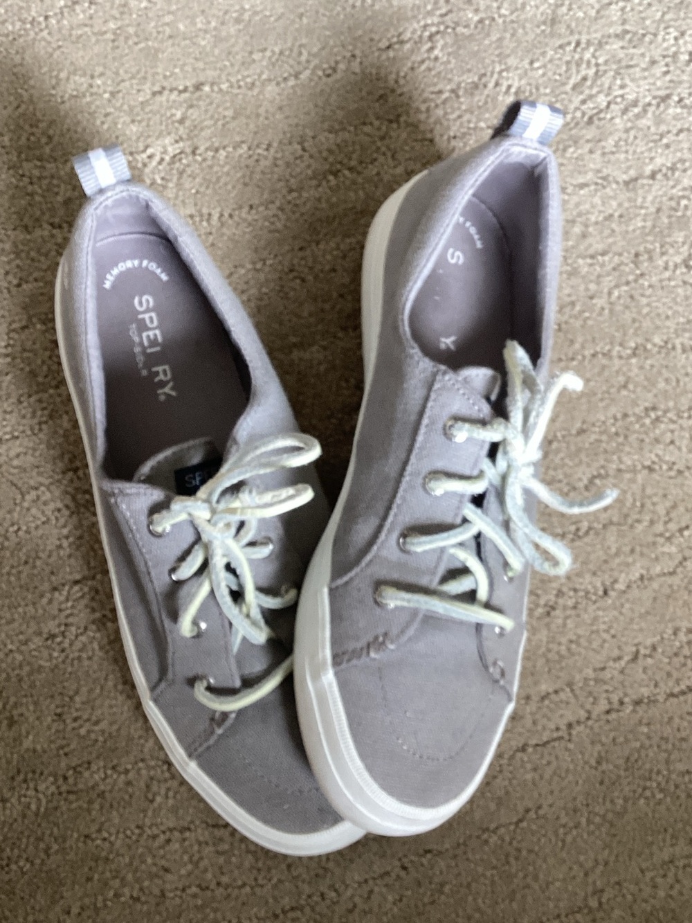 EUC Sperry Women's Light Gray Canvas Lace-Up Sneakers